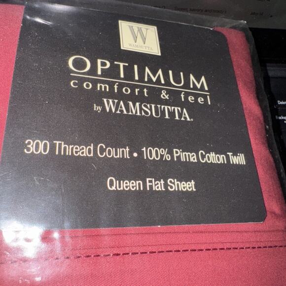Wamsutta Optimum Comfort & Feel Pima Cotton Twill Queen Flat Sheet New Scarlet - Picture 2 of 7